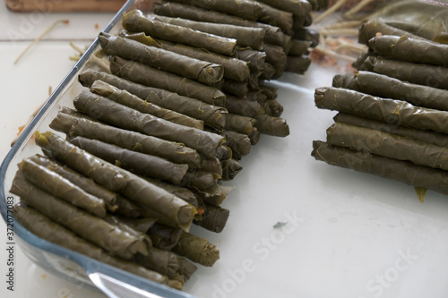 stuffed grape leaves, homemade stuffed leaves, snack foods stuffed leaves,