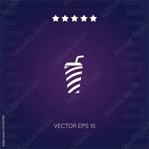 drink striped glass with straw vector icon modern illustration