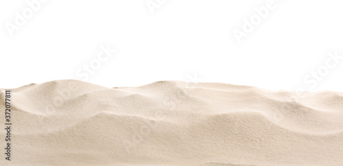 Heap of dry beach sand on white background