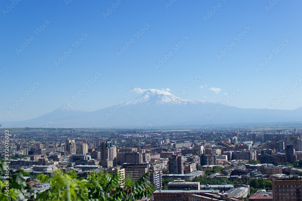 view of mountain Ararat and Yerevan city