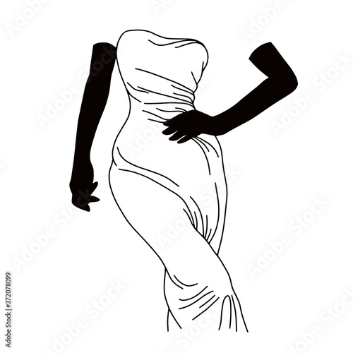 Vector hand drawn  illustration with invisible woman  isolated. Creative tattoo artwork. Template for card, poster, banner, print for t-shirt, pin, badge, patch.