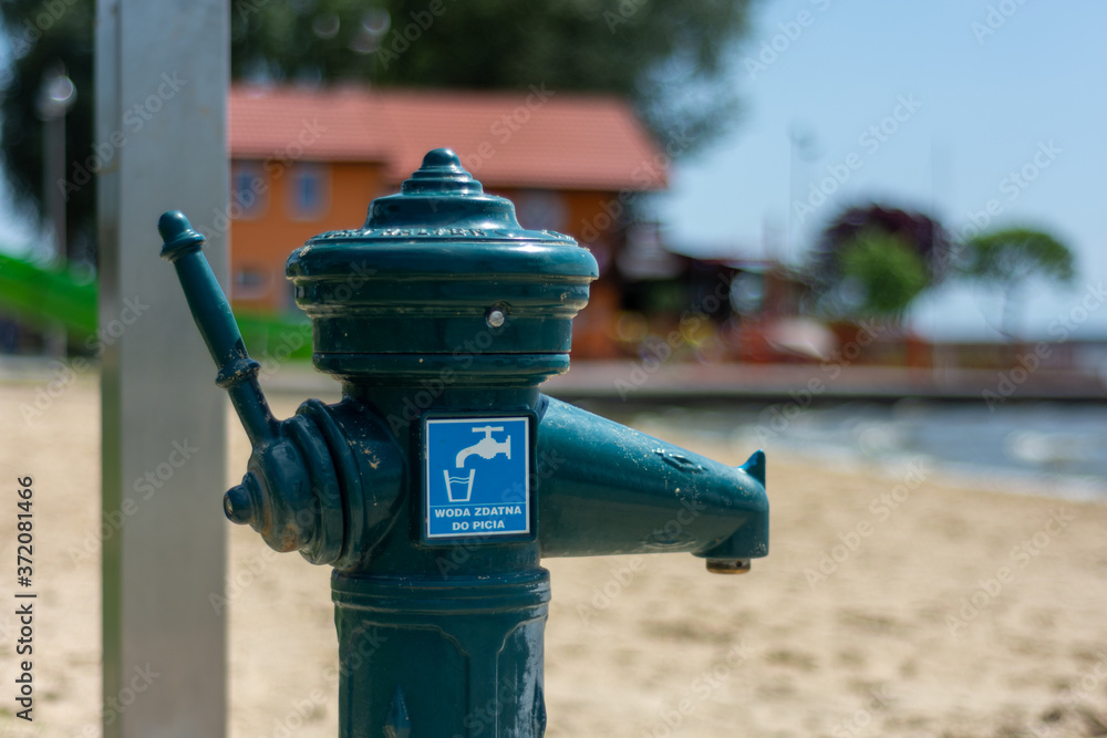 Drinking water hydrant on public beach Drinking water hydrant on public beach
