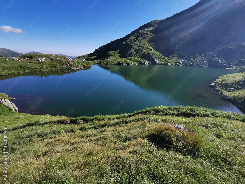 lake and mountains