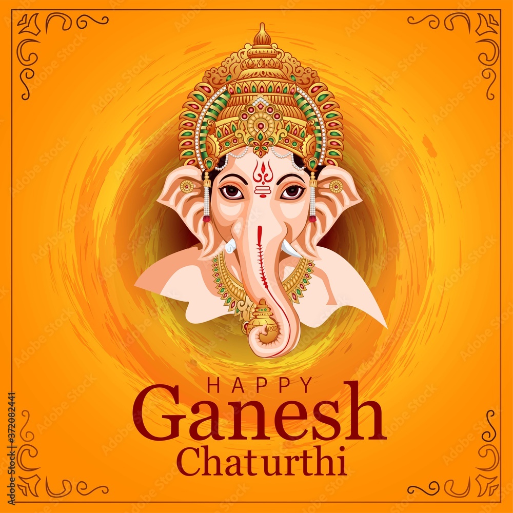 Lord Ganpati on Ganesh Chaturthi background. vector illustration Stock  Vector | Adobe Stock