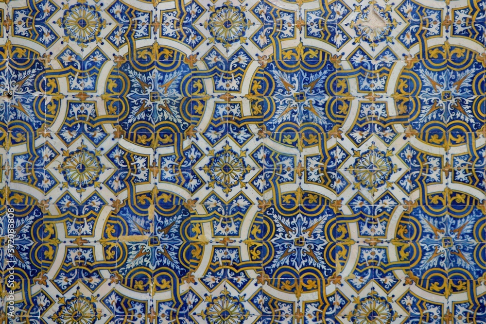 Portuguese glass tiles with traditional pattern 