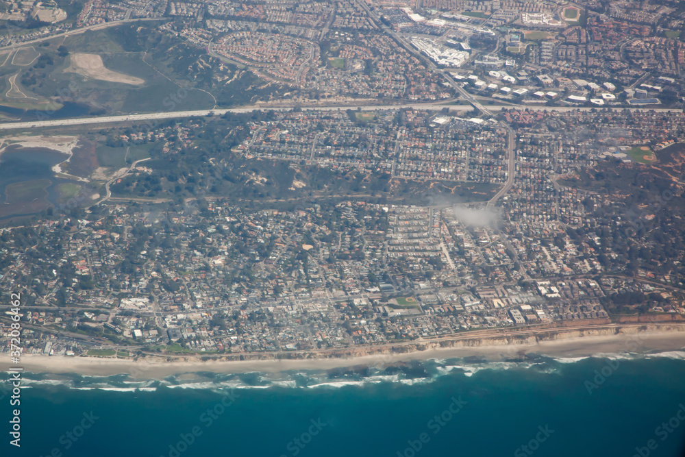 Fototapeta premium Landscape from above with a city