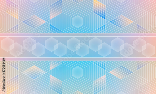 Trendy background pattern of geometric shapes and a horizontal insert with a transparent effect. Vector graphics on a light background.