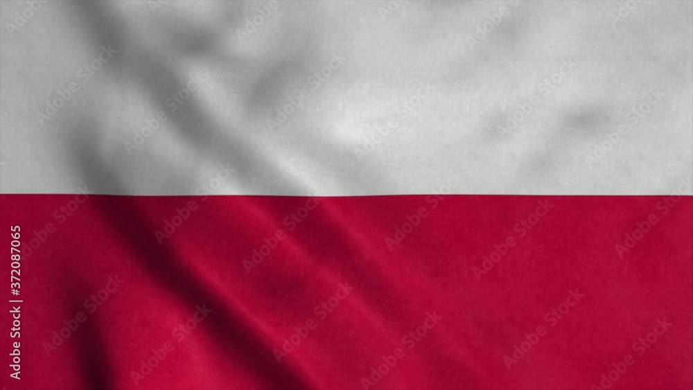 Poland flag waving in the wind with high quality texture in 4K Poland flag waving in the wind with high quality texture in 4K