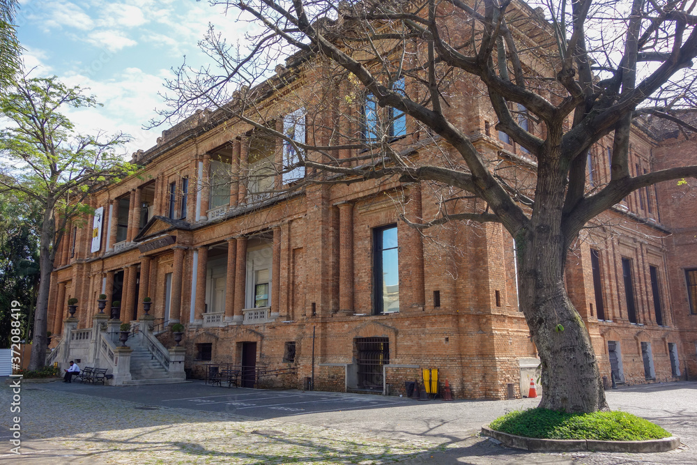 external view of building facade of State Pinacoteca in Sao Paulo, Brazil