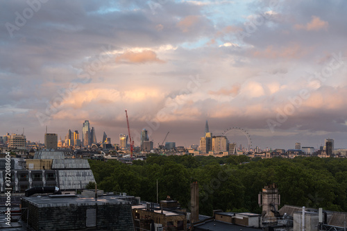 Beautiful sunset over the city of London