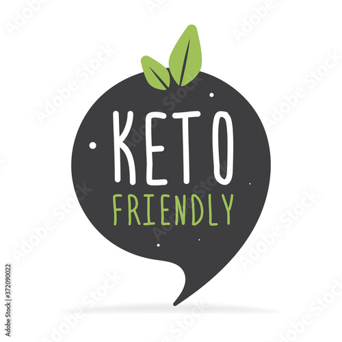 Keto friendly hand drawn lettering. Vector flat illustration. Healthy food Eco text.