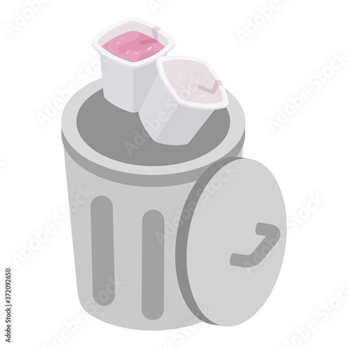 Trash basket icon. Isometric illustration of trash basket vector icon for web