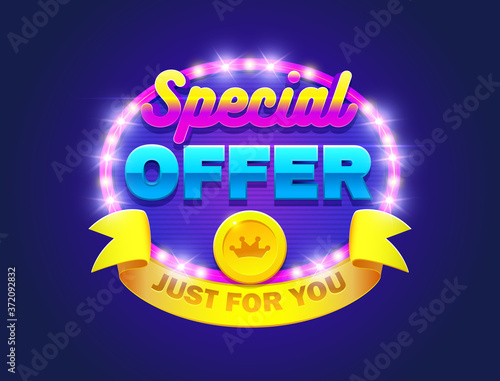 Retro sign with lamp Special offer badges.Special offer illustration. Vector illustration