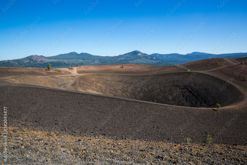 Landscape view of the top of the Cinder Cone in Lassen Volcanic National Park (California).