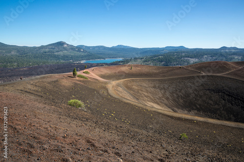 Landscape view of the top of the Cinder Cone in Lassen Volcanic National Park (California).