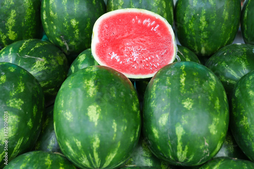 background of watermelons in the market