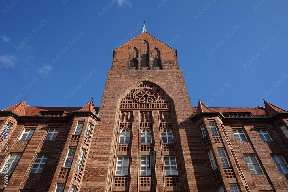 Obraz premium Berlin, Germany_31, January 2019_Winter View of Ev. Parish Zum Heilsbronnen.
