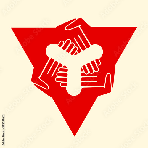 multilateral agreement handshake - triangular icon