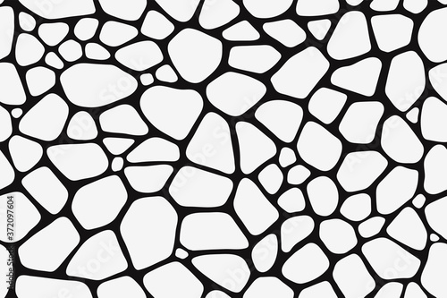 Seamless stone wall pattern print design. White and black artwork background. Vector illustration