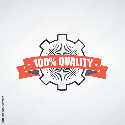 High quality Customer support service signs. 100 quality guarantee label. Cogwheel gear. Stock vector illustration isolated