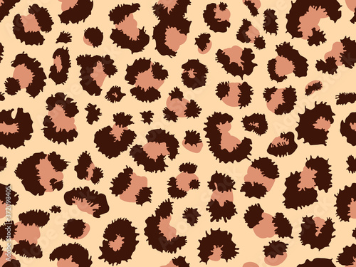 Seamless leopard fur pattern. Fashionable wild leopard print background. Modern panther animal fabric textile print design. Stylish vector color illustration