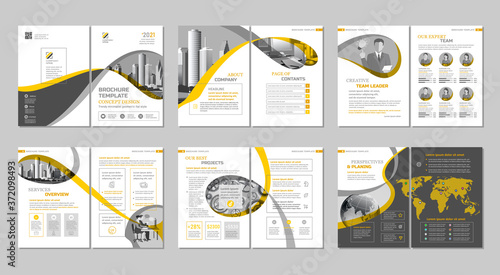 Brochure creative design. Multipurpose template, include cover, back and inside pages. Trendy minimalist flat geometric design. Vertical a4 format.