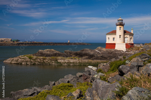 Bandon lighthouse on the Coquille River in Bandon, Oregon, on the southern Oregon coast. 