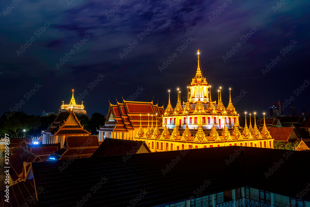 Wat Ratchanadda or Loha Prasat and Golden Mount Is a temple that is a landmark of Thailand.