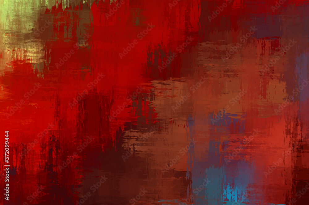 Background with crossed wild brush strokes. Colorful and vibrant illustration. Painted art. Creative abstract painting.