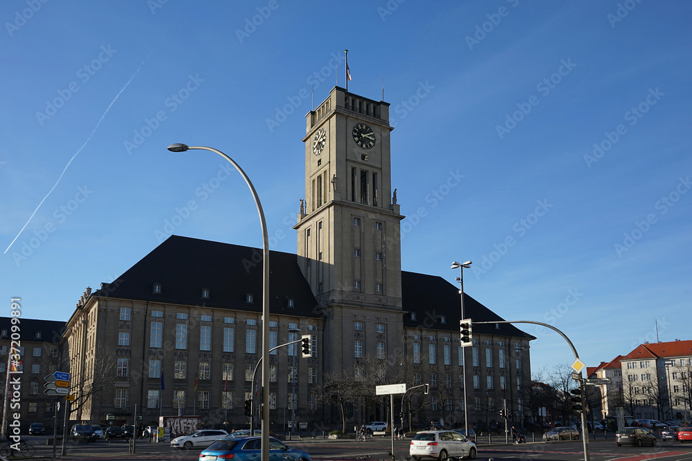 Obraz premium Berlin, Germany_31, January 2019_Winter View of Schöneberg city hall.