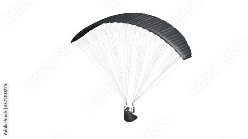 Blank black paraglider with harness mockup, looped rotation photo