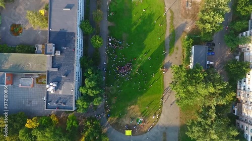 Aerial view of children holiday, Kyiv, Ukraine