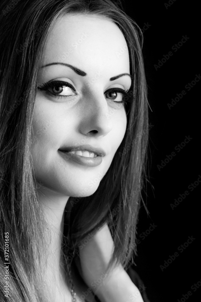 Black and white portrait of woman Black and white portrait of woman
