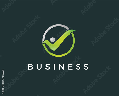 minimal people check logo template - vector illustration