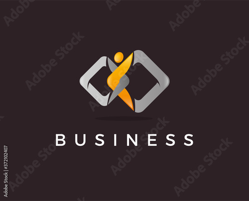 minimal infinity people logo template - vector illustration