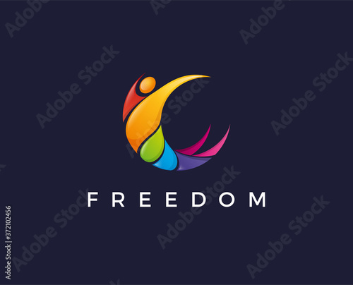 minimal freedom logo template - vector illustration