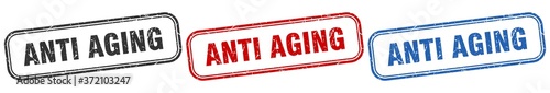 anti aging square isolated sign set. anti aging stamp