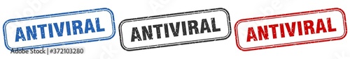 antiviral square isolated sign set. antiviral stamp