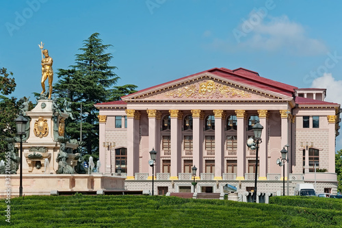 Batumi theater building with Poseidon fontain in Georgia