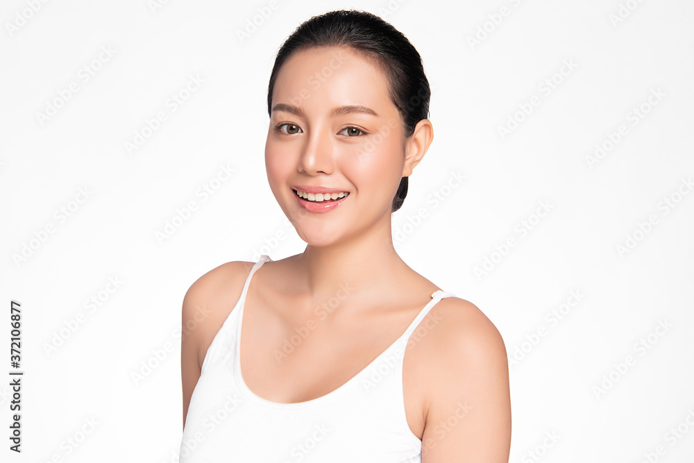 Beautiful Young asian Woman with Clean Fresh Skin, on white background, Face care, Facial treatment, Cosmetology, beauty and spa, Asian women portrait Beautiful Young asian Woman with Clean Fresh Skin, on white background, Face care, Facial treatment, Cosmetology, beauty and spa, Asian women portrait