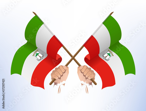 Flying flags cross from Equatorial Guinea