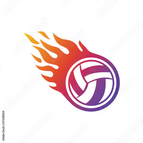 volleyball Fire Logo Template Design Vector, Illustration