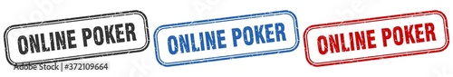 online poker square isolated sign set. online poker stamp