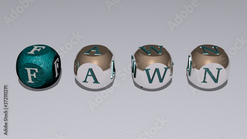 fawn text of cubic individual letters, 3D illustration for deer and animal