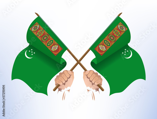 Flying flags cross from Turkmenistan