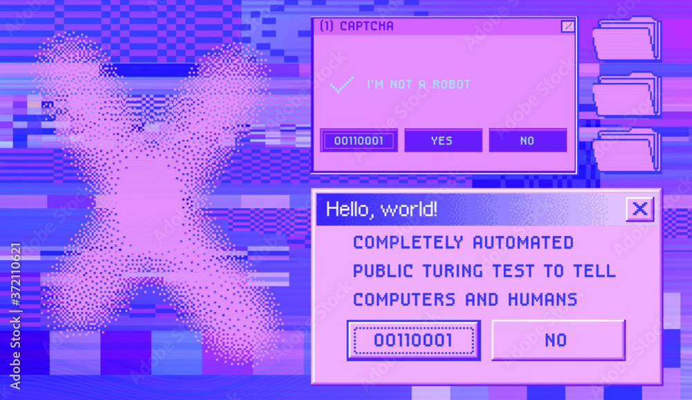 Old user interface elements, retro message box with buttons. Vaporwave ...