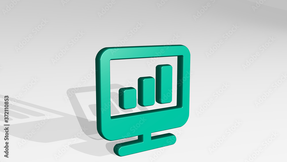 MONITOR GRAPH 3D icon casting shadow, 3D illustration for computer and background MONITOR GRAPH 3D icon casting shadow, 3D illustration for computer and background