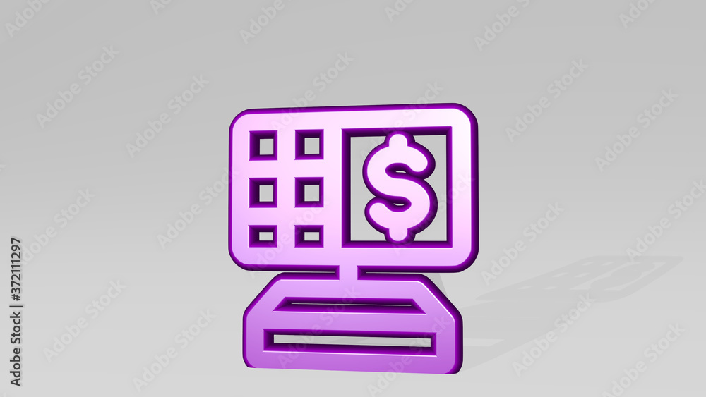 SELF PAYMENT 3D icon casting shadow, 3D illustration for concept and background SELF PAYMENT 3D icon casting shadow, 3D illustration for concept and background