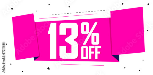 sale, 13, percent, off, offer, discount, badge, vector, save, prc, price, extra, special, banner, limit, wow, letter, holiday, weekend, great, illustration, deal, concept, design, template, graphic, p