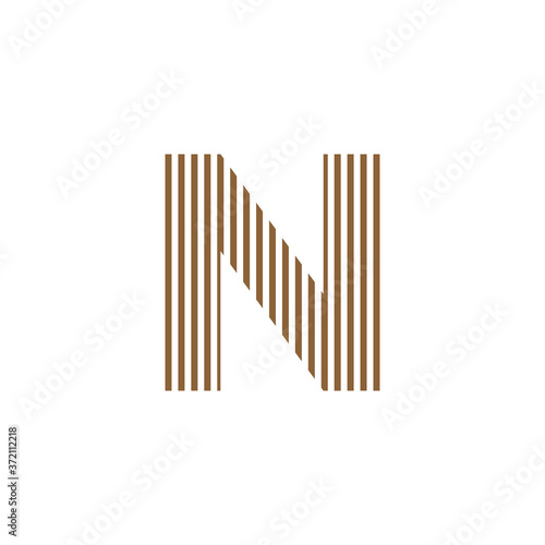 initial letter n abstract vertical line logo vector